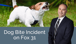 picture of aggressive dog in the background with photo of attorney matthew hamblin