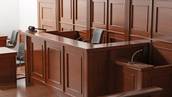 The inside of a courtroom.